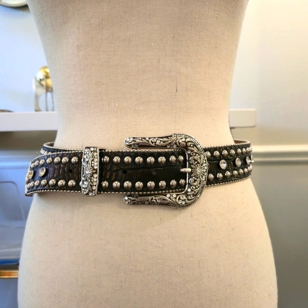 Vintage | Rhinestone Leather Belt